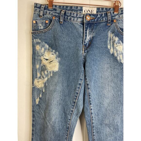 One x OneTeaspoon Trashed Freebirds Low Waist Short Rise Rigid‎ Skinny Leg Jeans - Picture 2 of 10
